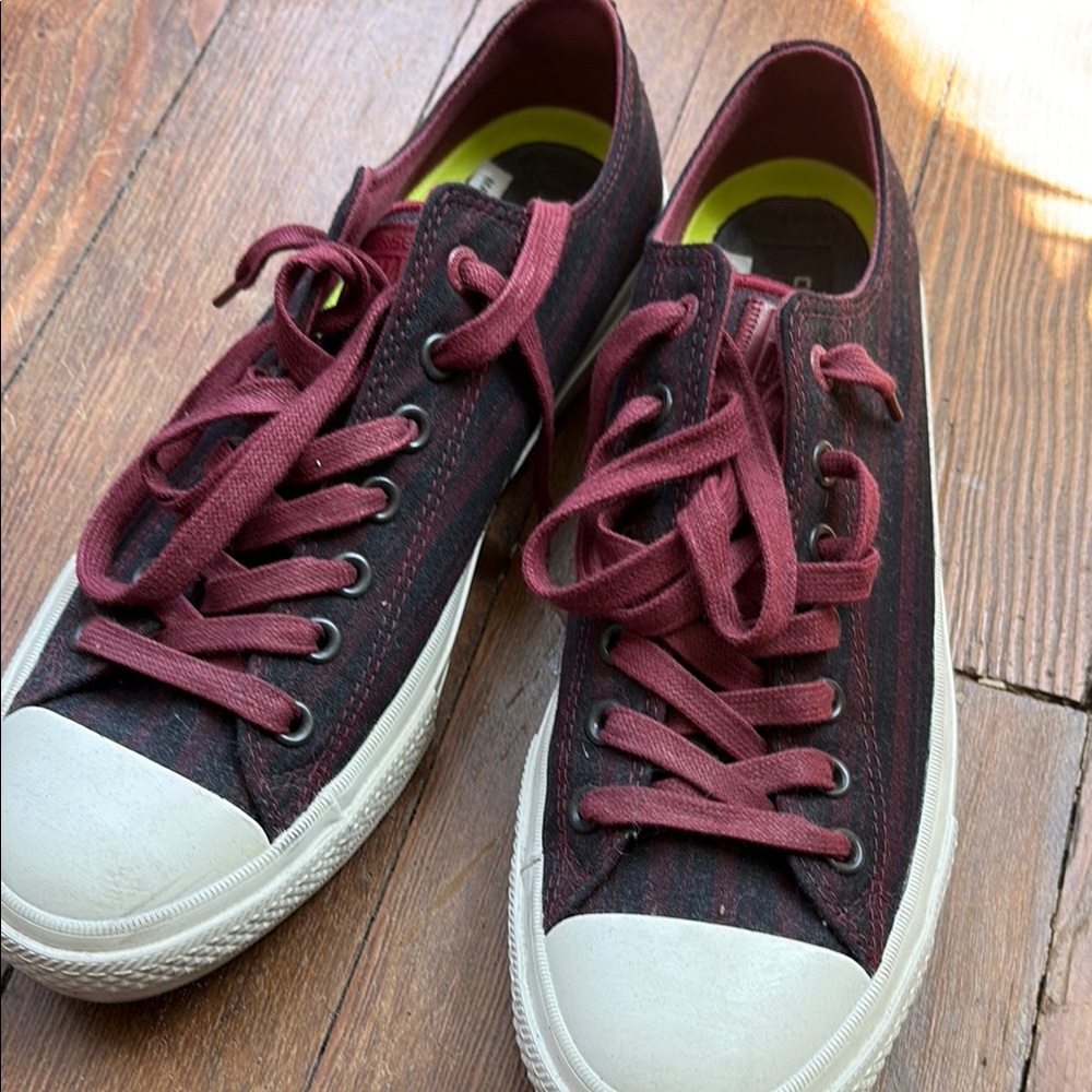John Varvatos Converse Burgundy and Black Sneakers